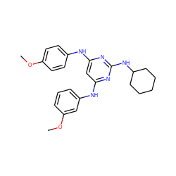 COc1ccc(Nc2cc(Nc3cccc(OC)c3)nc(NC3CCCCC3)n2)cc1 ZINC000073164301