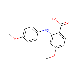 COc1ccc(Nc2cc(OC)ccc2C(=O)O)cc1 ZINC000084704547