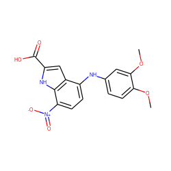 COc1ccc(Nc2ccc([N+](=O)[O-])c3[nH]c(C(=O)O)cc23)cc1OC ZINC000103244224