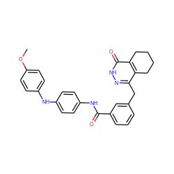 COc1ccc(Nc2ccc(NC(=O)c3cccc(Cc4n[nH]c(=O)c5c4CCCC5)c3)cc2)cc1 ZINC000167423296