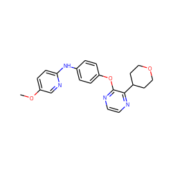 COc1ccc(Nc2ccc(Oc3nccnc3C3CCOCC3)cc2)nc1 ZINC000148150701