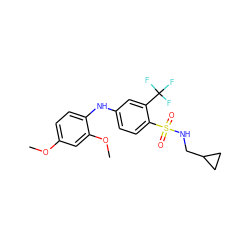 COc1ccc(Nc2ccc(S(=O)(=O)NCC3CC3)c(C(F)(F)F)c2)c(OC)c1 ZINC000146178437