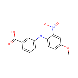 COc1ccc(Nc2cccc(C(=O)O)c2)c([N+](=O)[O-])c1 ZINC000037453597