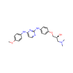 COc1ccc(Nc2ccnc(Nc3ccc(OC[C@@H](O)CN(C)C)cc3)n2)cc1 ZINC000013537978