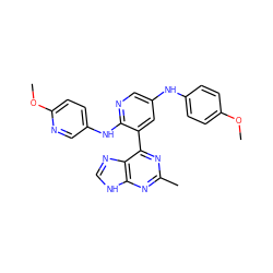 COc1ccc(Nc2cnc(Nc3ccc(OC)nc3)c(-c3nc(C)nc4[nH]cnc34)c2)cc1 ZINC000113154503