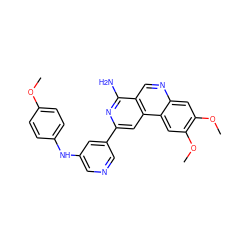 COc1ccc(Nc2cncc(-c3cc4c(cnc5cc(OC)c(OC)cc54)c(N)n3)c2)cc1 ZINC000045259635