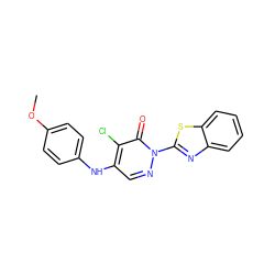 COc1ccc(Nc2cnn(-c3nc4ccccc4s3)c(=O)c2Cl)cc1 ZINC000004885726