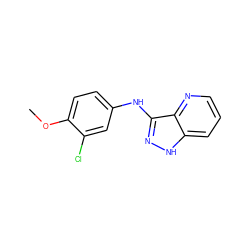 COc1ccc(Nc2n[nH]c3cccnc23)cc1Cl ZINC000166862816