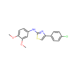COc1ccc(Nc2nc(-c3ccc(Cl)cc3)cs2)cc1OC ZINC000201749508