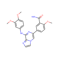 COc1ccc(Nc2nc(-c3ccc(OC)c(C(N)=O)c3)cn3ccnc23)cc1OC ZINC000149892238