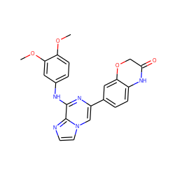 COc1ccc(Nc2nc(-c3ccc4c(c3)OCC(=O)N4)cn3ccnc23)cc1OC ZINC000167820202