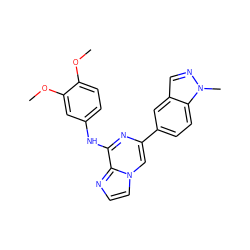 COc1ccc(Nc2nc(-c3ccc4c(cnn4C)c3)cn3ccnc23)cc1OC ZINC000147084556