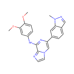 COc1ccc(Nc2nc(-c3ccc4cnn(C)c4c3)cn3ccnc23)cc1OC ZINC000147387785