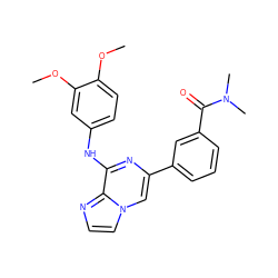 COc1ccc(Nc2nc(-c3cccc(C(=O)N(C)C)c3)cn3ccnc23)cc1OC ZINC000145403461