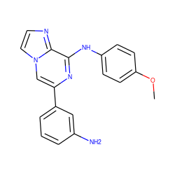 COc1ccc(Nc2nc(-c3cccc(N)c3)cn3ccnc23)cc1 ZINC000064548352