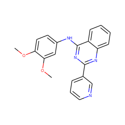 COc1ccc(Nc2nc(-c3cccnc3)nc3ccccc23)cc1OC ZINC000008148490