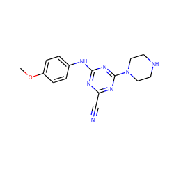 COc1ccc(Nc2nc(C#N)nc(N3CCNCC3)n2)cc1 ZINC001772622929