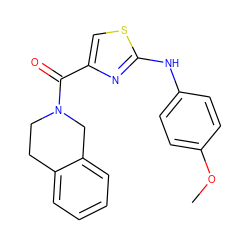COc1ccc(Nc2nc(C(=O)N3CCc4ccccc4C3)cs2)cc1 ZINC000000819409