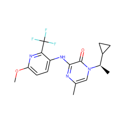 COc1ccc(Nc2nc(C)cn([C@H](C)C3CC3)c2=O)c(C(F)(F)F)n1 ZINC000043073167