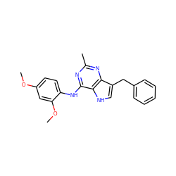 COc1ccc(Nc2nc(C)nc3c(Cc4ccccc4)c[nH]c23)c(OC)c1 ZINC000169332551