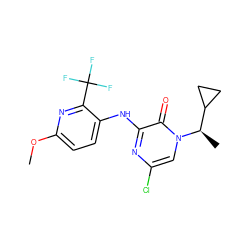 COc1ccc(Nc2nc(Cl)cn([C@H](C)C3CC3)c2=O)c(C(F)(F)F)n1 ZINC000043073162