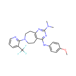 COc1ccc(Nc2nc(N(C)C)nc3c2CCN(c2ncccc2C(F)(F)F)CC3)cc1 ZINC000145147172