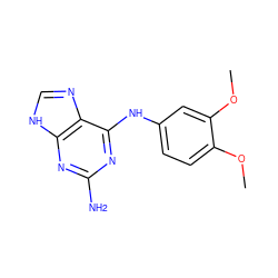 COc1ccc(Nc2nc(N)nc3[nH]cnc23)cc1OC ZINC000009422468