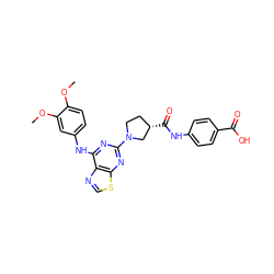 COc1ccc(Nc2nc(N3CC[C@H](C(=O)Nc4ccc(C(=O)O)cc4)C3)nc3scnc23)cc1OC ZINC000095579132