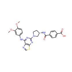 COc1ccc(Nc2nc(N3CC[C@H](NC(=O)c4ccc(C(=O)O)cc4)C3)nc3scnc23)cc1OC ZINC000095577955