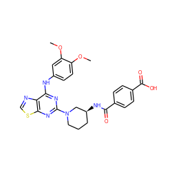 COc1ccc(Nc2nc(N3CCC[C@H](NC(=O)c4ccc(C(=O)O)cc4)C3)nc3scnc23)cc1OC ZINC000095574623