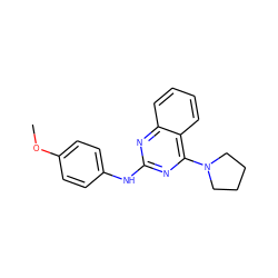 COc1ccc(Nc2nc(N3CCCC3)c3ccccc3n2)cc1 ZINC000000090354