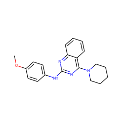 COc1ccc(Nc2nc(N3CCCCC3)c3ccccc3n2)cc1 ZINC000002633445