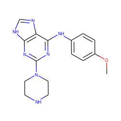 COc1ccc(Nc2nc(N3CCNCC3)nc3[nH]cnc23)cc1 ZINC000053314709