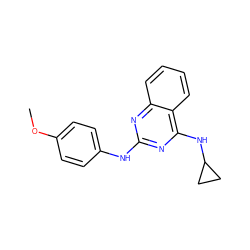 COc1ccc(Nc2nc(NC3CC3)c3ccccc3n2)cc1 ZINC000041149568