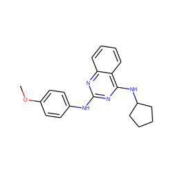 COc1ccc(Nc2nc(NC3CCCC3)c3ccccc3n2)cc1 ZINC000041152080