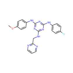 COc1ccc(Nc2nc(NCc3ncccn3)nc(Nc3ccc(F)cc3)n2)cc1 ZINC000115739675