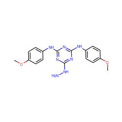 COc1ccc(Nc2nc(NN)nc(Nc3ccc(OC)cc3)n2)cc1 ZINC000001500103