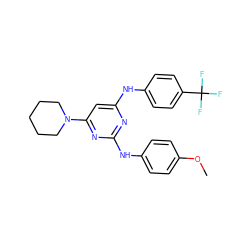 COc1ccc(Nc2nc(Nc3ccc(C(F)(F)F)cc3)cc(N3CCCCC3)n2)cc1 ZINC000073166824