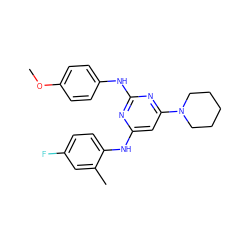 COc1ccc(Nc2nc(Nc3ccc(F)cc3C)cc(N3CCCCC3)n2)cc1 ZINC000073164168