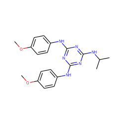 COc1ccc(Nc2nc(Nc3ccc(OC)cc3)nc(NC(C)C)n2)cc1 ZINC001772587552