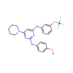 COc1ccc(Nc2nc(Nc3cccc(OC(F)(F)F)c3)cc(N3CCCCC3)n2)cc1 ZINC000073166819