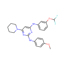 COc1ccc(Nc2nc(Nc3cccc(OC(F)F)c3)cc(N3CCCCC3)n2)cc1 ZINC000073167005