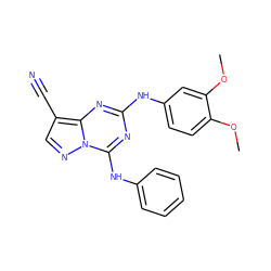 COc1ccc(Nc2nc(Nc3ccccc3)n3ncc(C#N)c3n2)cc1OC ZINC000028707942