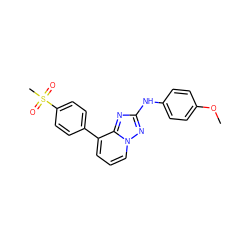 COc1ccc(Nc2nc3c(-c4ccc(S(C)(=O)=O)cc4)cccn3n2)cc1 ZINC000084729234