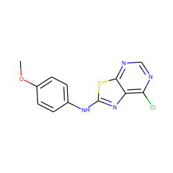 COc1ccc(Nc2nc3c(Cl)ncnc3s2)cc1 ZINC000026896951