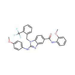 COc1ccc(Nc2nc3cc(C(=O)Nc4ccccc4OC)ccc3n2Cc2ccccc2C(F)(F)F)cc1 ZINC000043014007