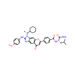 COc1ccc(Nc2nc3cc4c(=O)cc(-c5ccc(C(=O)N[C@@H](CC(C)C)C(N)=O)cc5)oc4cc3n2[C@H](C)C2CCCCC2)cc1 ZINC000072108730