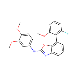 COc1ccc(Nc2nc3cccc(-c4c(F)cccc4OC)c3o2)cc1OC ZINC000169326837