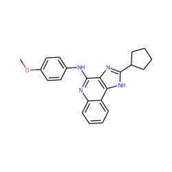 COc1ccc(Nc2nc3ccccc3c3[nH]c(C4CCCC4)nc23)cc1 ZINC000013704508