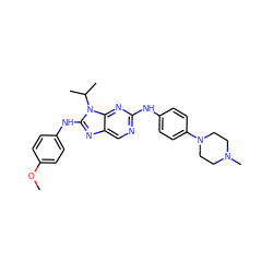 COc1ccc(Nc2nc3cnc(Nc4ccc(N5CCN(C)CC5)cc4)nc3n2C(C)C)cc1 ZINC000198988272